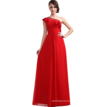 ED038 OEM Service Beaded One Shoulder Ruffles Chiffon A-line Red Elegant Prom Dress 2018 evening